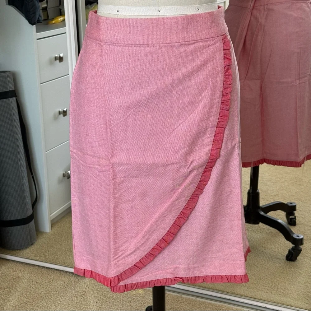 J. Crew Pink Asymmetrical Wrap Midi Skirt